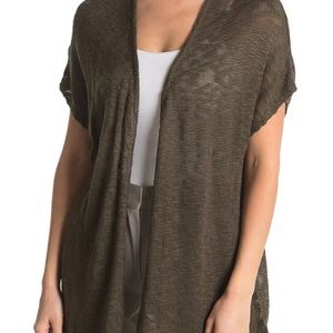 Catherine Malandrino Slub Open Cardigan in Grape Leaf XS